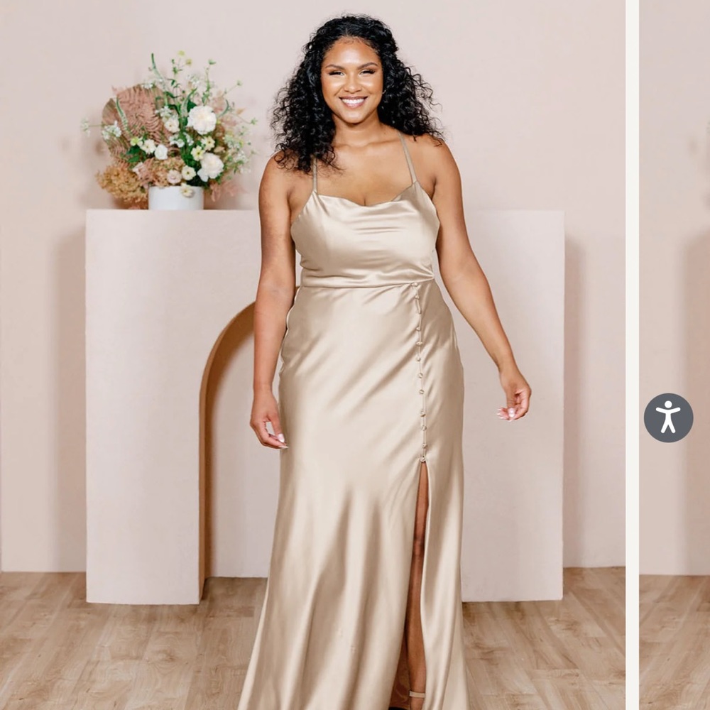 Revelry satin gold champagne billie